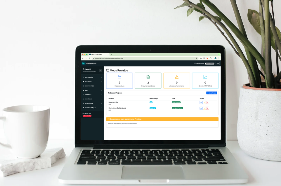 Laptop com interface de projeto aberta